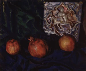 Kustodiev Gallery: Still life. Pomegranates, 1910. Artist: Kustodiev, Boris Michaylovich (1878-1927)