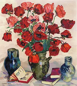 Bunch Of Flowers Prints: Still Life with Poppies, 1933. Creator: Bockstiegel, Peter August (1889-1951)