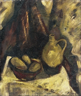 Potatoes Prints: Still Life with Potatoes and a Jug, 1931. Creator: Zolo Palugyay
