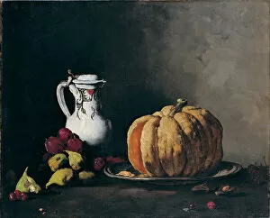 Cherries Gallery: Still Life with Pumpkin, Plums, Cherries, Figs and Jug, ca 1860