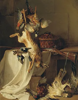 Pronkstilleven Prints: Still Life with a Rifle, Hare and Bird ('Fire')