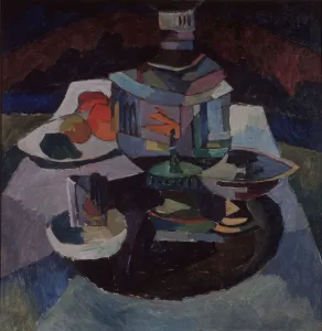 State Russian Museum Gallery: Still life with a samovar, 1913. Artist: Lentulov, Aristarkh Vasilyevich (1882-1943)
