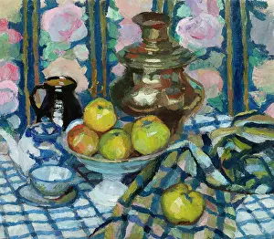 Teapot Prints: Still Life with a Samovar, 1929. Creator: Stanislaus Kamocki