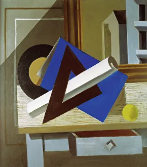 Latvia Prints: Still Life with Set Square, 1924. Creator: Suta, Romans (1896-1944)