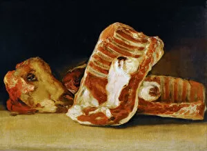 Still life of Sheeps Ribs and Head (The Butchers counter). Artist: Goya, Francisco, de (1746-1828)
