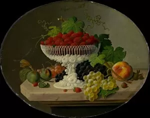 Strawberry Gallery: Still Life with Strawberries in a Compote, 1865-70. Creator: Severin Roesen