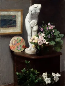 Henri 1836 1904 Prints: Still Life with Torso and Flowers, 1874. Creator: Fantin-Latour, Henri (1836-1904)