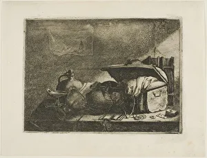 Trunk Prints: Still Life with Travelling Trunk, 1640s. Creator: Leonard Bramer