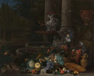 Fountains Prints: Still Life with Vegetables before a Draped