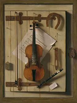 Harnett William Michael Prints: Still Life-Violin and Music, 1888. Creator: William Michael Harnett