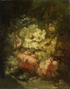De La Pena Prints: Still Life with White and Red Roses, 1860-1876. Creator: Narcisse Virgile Diaz de la Pena