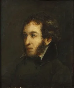 Last lifetime portrait of the poet Alexander Sergeyevich Pushkin (1799-1837), 1837