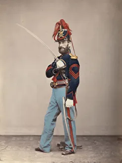 Albumen Silver Print From Glass Negative With Applied Color Gallery: Light Artillery, Sergeant Major, 1866. Creator: Attributed to Oliver H. Willard