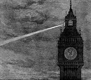 Light on the clock-tower, Houses of Parliament, 1873. Creator: Unknown