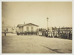 Parade Prints: Light-Infantry Soldiers, Camp de Chalons, 1857. Creator: Gustave Le Gray
