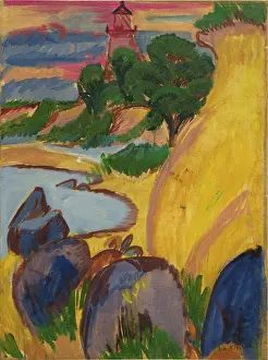 Kirchner Prints: Lighthouse behind bay, 1912. Creator: Kirchner, Ernst Ludwig (1880-1938)