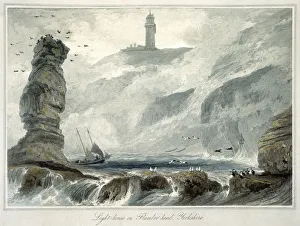 Daniell Prints: Lighthouse on Flamborough Head, Yorkshire, 1822. Artist: William Daniell