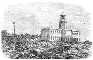 Mumbai Maharashtra India Prints: Lighthouse on Kennery Island, near Bombay, 1868. Creator: Unknown
