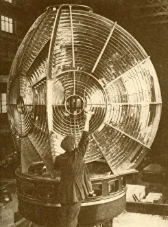 Golding Prints: A Lighthouse Lantern with Group Flashing Lenses, c1930. Creator: Unknown