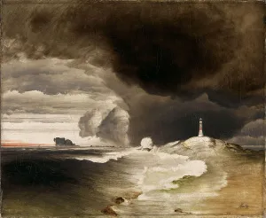 Oslo Prints: Lighthouse on the Norwegian Coast, ca 1855. Creator: Balke, Peder (1804-1887)