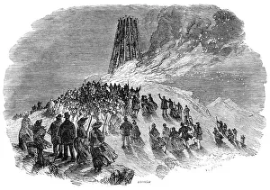 Sparks Prints: The lighting of the Malvern Monster Beacon, 1856. Creator: Edmund Evans