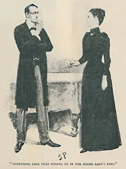 Something Like Fear Sprang Up In The Young Ladys Eyes, 1892. Artist: Sidney E Paget Something Like Fear Sprang Up In The Young Ladys Eyes, 1892. Artist: Sidney E Paget