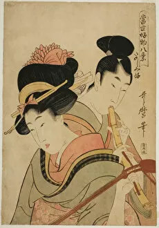 Orange Colour Gallery: Likes Enjoying Herself (Tanoshimizuki), from the series 'Eight Views of Favorite... c. 1801 / 02