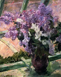 Lilac Collection: Lilacs in a Window, c1880. Artist: Mary Cassatt