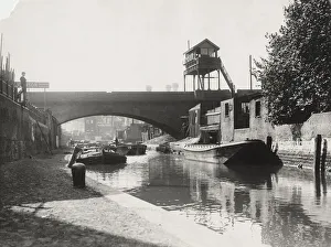 East End Prints: Limehouse Cut looking south from Commercial Road, Stepney, London, c1925