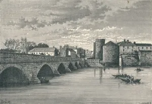 Munster Prints: Limerick - Thomond Bridge and King Johns Castle, 1896