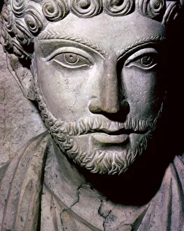 Syrian Prints: Limestone bust of Hairan, son of Marion from Palmyra, Syria, c150-200