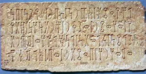 Limestone stela carved withSouth Arabian inscription in Sabaean, 2nd century BC