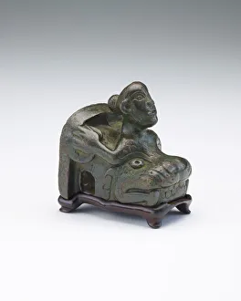 Tool And Equipment Prints: Linchpin on the form of a figure and dragon head, Han dynasty, 122-125. Creator: Unknown
