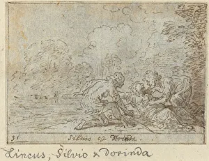 Baur Johann Wilhelm Prints: Linco, Silvio and Dorinda, 1640. Creator: Johann Wilhelm Baur