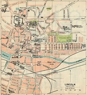 Maps Charts & Plans Collection: Lincoln, c20th Century. Artist: John Bartholomew