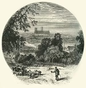 Lincoln Gallery: Lincoln, from Canwick Hill, c1870