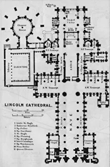 Plan Prints: Lincoln Cathedral, c20th Century. Artist: John Bartholomew