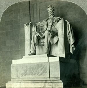 Abraham Lincoln Collection: Lincoln Triumphant, The Great Statue in the Lincoln Memorial, Washington D. C. c1930s