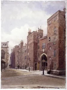 Lincolns Inn Gatehouse, London, 1879. Artist: John Crowther