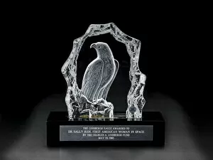 Award Collection: Lindbergh Eagle Award presented to Sally Ride, 1985. Creator: Malcolm & Hayes