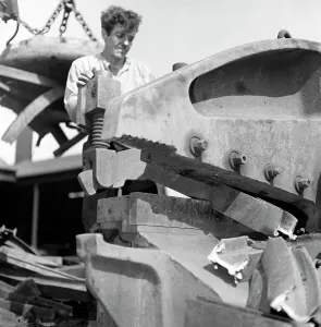 Scrap Metal Prints: Linderman Aleta cutting jaws, Rotherham, South Yorkshire, 1963. Artist: Michael Walters