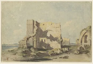 John Varley Prints: Lindisfarne Abbey on Holy Island, Northumberland, 1830. Creator: John Varley I