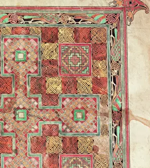 Cotton Prints: Detail from the Lindisfarne Gospels, c698. Creator: Eadfrith
