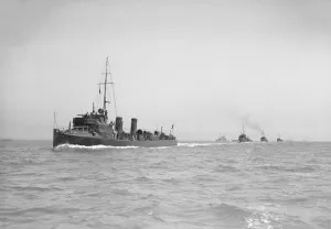 Line of Torpedo Boats under way, 1911. Creator: Kirk & Sons of Cowes