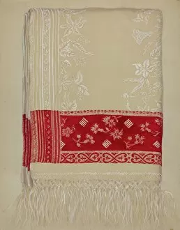 Floral Pattern Collection: Linen Towel, c. 1937. Creator: Eva Wilson