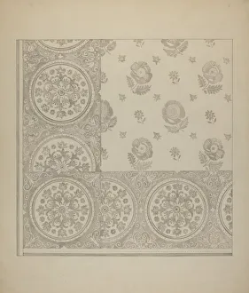 Towel Prints: Linen Towel - Flower Design, c. 1937. Creator: Katherine Hastings