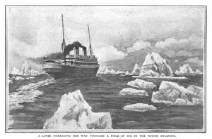 A Liner Threading Her Way Through a Field of Ice in the North Atlantic, April 20, 1912