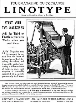 Machine Collection: Linotype & Machinery Ltd. advert, 1919