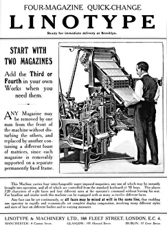 Machine Collection: Linotype & Machinery Ltd. advert, 1919