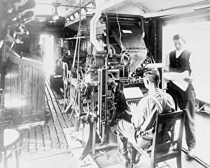 Linotype Prints: Linotype on press car, 1913. Creator: Bain News Service